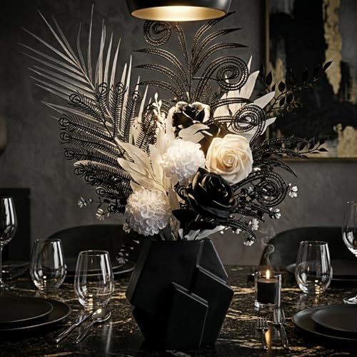 Gothic Artificial Flower Bouquet - 17-Inch Minimalist Home Decor, Champagne & Black