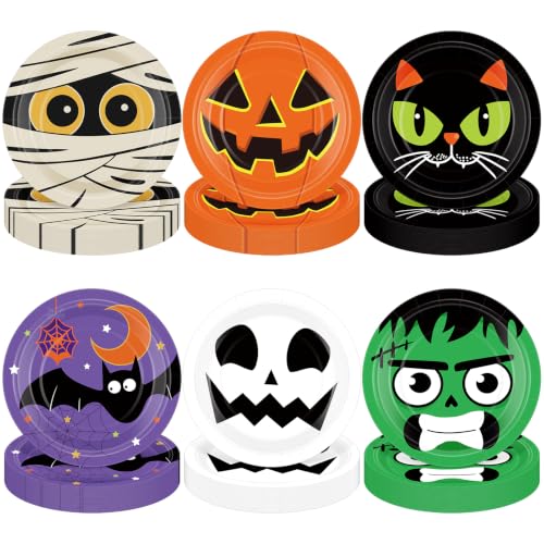 Spooky Halloween Paper Plates 120 Pack - 7 Inch Disposable Party Tableware