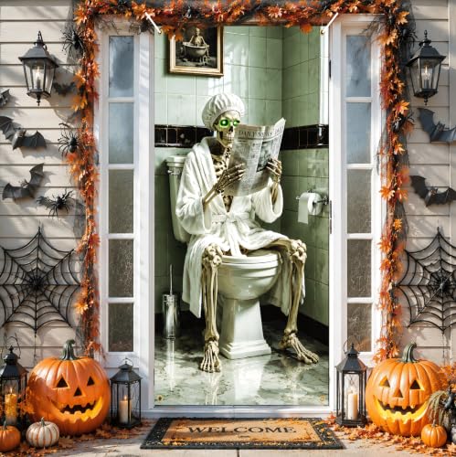 Halloween Skull Door Cover Decoration 35x71 Inch - Skeleton-A