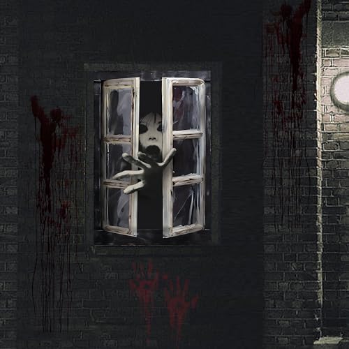 Halloween Window Cover Poster Ghost & Skull - Spooky Ghost Curtain Decoration - 2 Pack