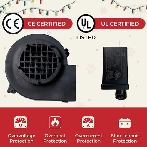 12V 1.5A Inflatable Fan Replacement with 2A Plug & LED Lights - Halloween & Xmas Yard Decor