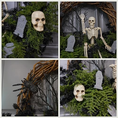 Halloween Skeleton Wreath for Front Door - Handcrafted 20-Inch Door Decor
