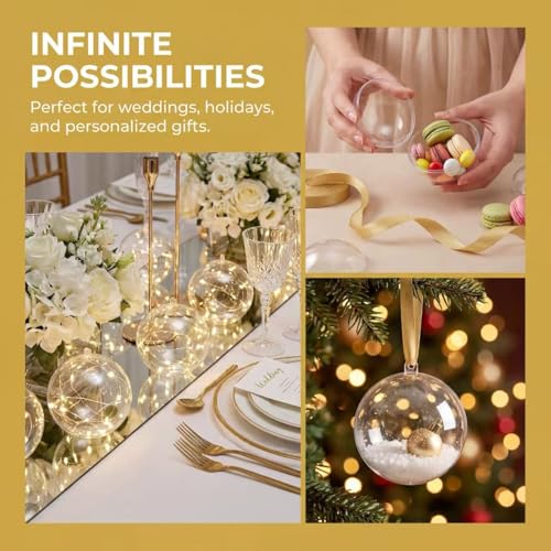 Small Transparent Fillable Acrylic Ornament Balls - 20 pcs, 6cm, DIY Crafts