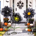 Halloween Black Giant Artificial Flowers Set of 3 - Mesh Floral Decorations