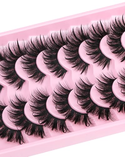 False Eyelashes Fluffy Mink Lashes with Spikes, Cat Eye Dramatic Lashes, Volume 10-16, Spike 16-20