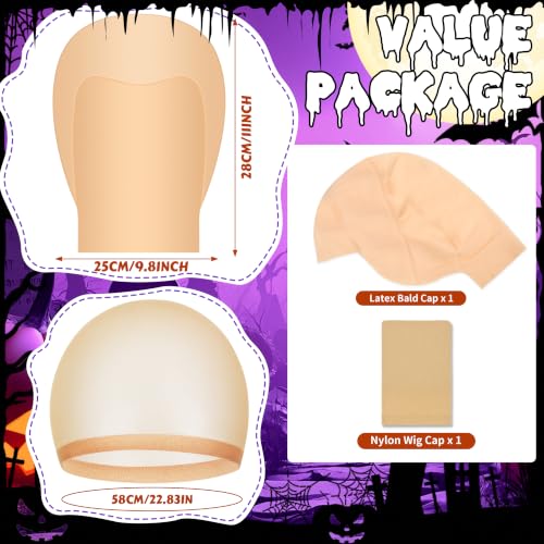 Makeup Latex Bald Caps & Head Wig Cap for Halloween & Costume Parties - Adults