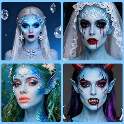 Light Blue Oil-Based Face & Body Paint Foundation for Halloween SFX Cosplay