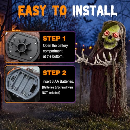 Outdoor Halloween Animatronic Zombie Groundbreaker with Light-up Eyes & Creepy Sound Effects