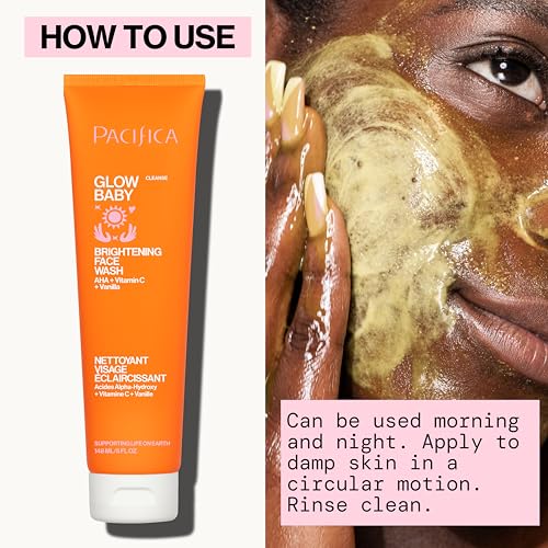 Pacifica Face Wash Duo – Glow Baby Vitamin C Brightening Cleanser + Sea Foam Gentle Cleanser, Daily Exfoliating Face Wash Set for All Skin Types, Sulfate-Free, Vegan