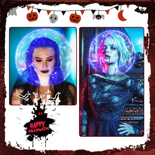 14 Inch Clear Acrylic Globe Decoration with Blue Light String for Halloween
