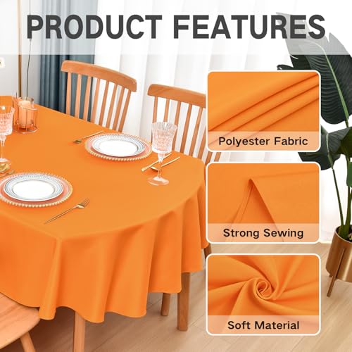 Oval Tablecloth 60 x 120 Inch Polyester Fabric in Orange - Variation of THIS listing