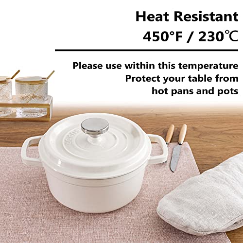 Baby Pink Heat Resistant Placemats Set of 4 - 13x19 Inch Dining Table Decor