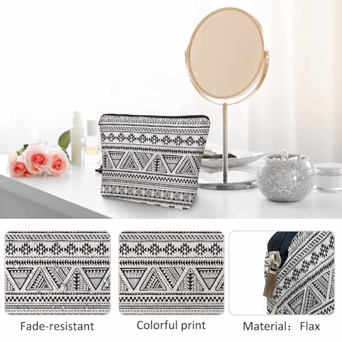African Aztec Makeup Bag - 9 x 7.1 Inch Travel Cosmetic Organizer for Women