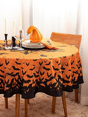 Halloween Silhouettes Tablecloth 60-Inch Round Spooky Party Decor