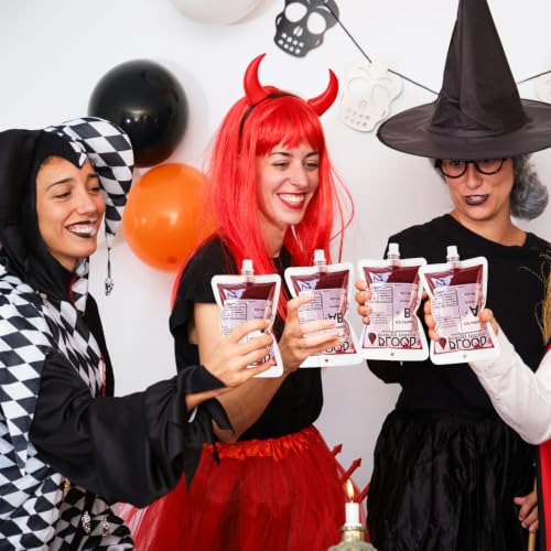 100 Pack Halloween Blood Bags for Drinks - Reusable Food Grade Drink Pouches with Funnel