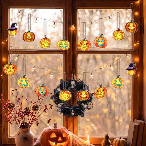 18 Pcs Halloween Pumpkin Ornaments Set - Jack on Lantern Autumn Decor, Orange, 3.15 Inches