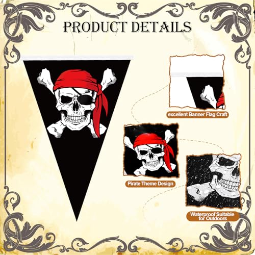 Pirate Party Banner Flags Set - 98ft 90 Pcs Halloween & Themed Decorations