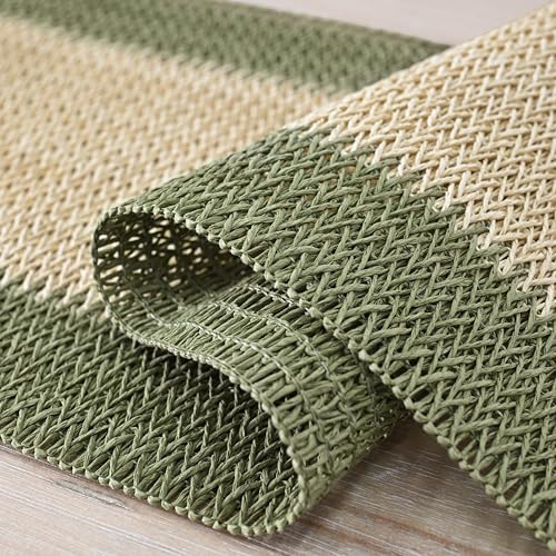 Farmhouse Rustic Paper Braided Table Runner - Dark Green, 12x120 Inch
