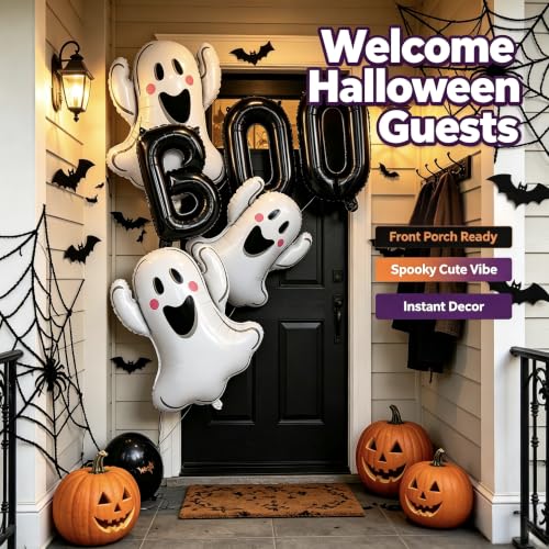 Halloween Ghost Balloons Set - 6pcs Foil Balloons for Party Decorations