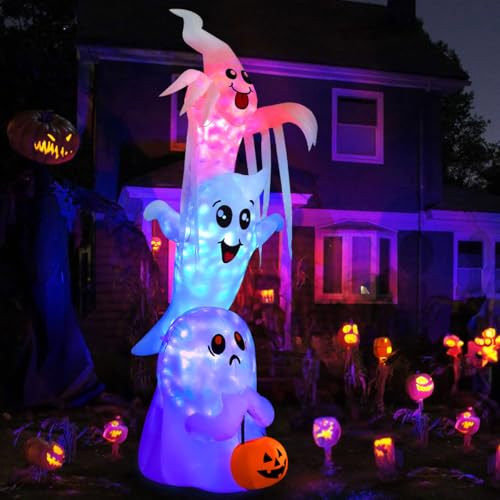 High 9.8 ft Halloween Inflatable Ghost Yard Decor with LEDs for Outdoor & Indoor