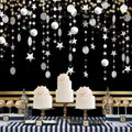52 Feet Silver Star Circle Dot Decorations Glitter Backdrop Banner for Parties