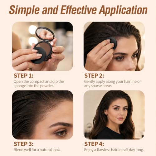 Sevich Hairline Powder - Root Touch Up for Gray Coverage & Bald Spots - Dark Brown, 0.14oz - Waterproof & Sweatproof
