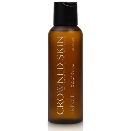 Crowned Skin Prince Body Oil Cologne for Men | Oceanic & Woody | New Moisturizing Formula Scented with White Musk & Bergamot | Infused with Natural Jojoba & Grapeseed Oil | All-Day Fragrance | 4oz