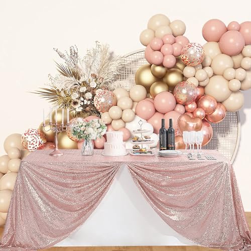 60x120 Inch Rose Gold Sequin Tablecloth - Rectangular Glitter Party Decor with Variation Rose Gold / 4.7x2.4 Inches