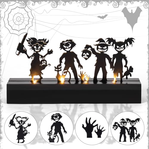 Halloween Table Decor Kid Silhouette LED Lights - Haunted Indoor Christmas Party
