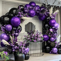 Black and Purple Balloon Garland Kit for Halloween, Vampire, Gothic Parties - Dark Purple & Black
