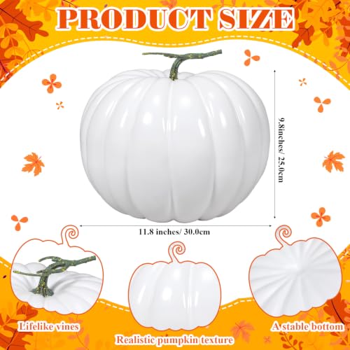 Large Outdoor Porch Pumpkin Decor - White 2-Pack Fall Halloween Thanksgiving
