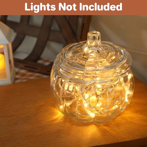 Halloween Pumpkin Glass Jars with Lid - Candy Storage & Decor - 2 Pack