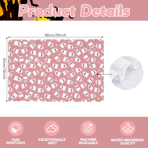 Halloween Pink Ghost Kitchen Towels Set of 2 - Absorbent Dish & Hand Towels