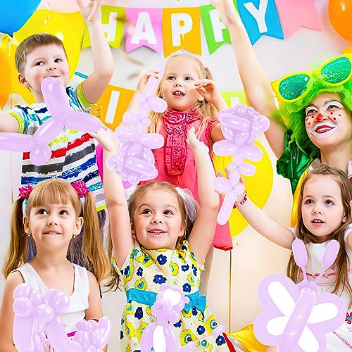Pink & Purple Macaron Latex Balloons 50pcs - Long Twist Balloons for Party Decorations, Balloon Arch, Animal Modeling, Weddings & Birthdays