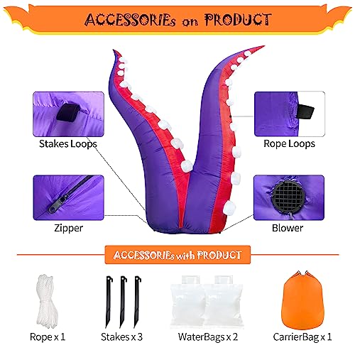 Halloween Inflatable Octopus Tentacles with 36 LED Lights for Yard & Garden Decor
