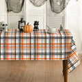 Halloween Tablecloth 60x84 Inch Rectangular Fall Orange Buffalo Plaid Washable Table Cover