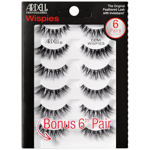 Multipack Fake Mink Eyelashes - Natural Look Demi Wispies 6 Pairs - Flared & Reusable