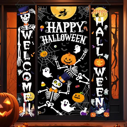 Halloween Skeleton Door Cover & Banner Set - Skeleton Variation