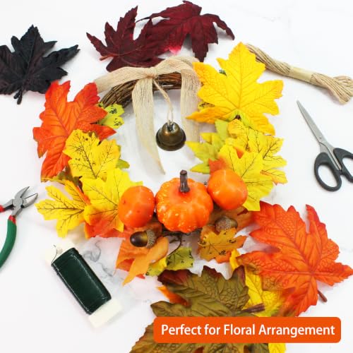Artificial Maple Leaves Bulk - Large-Leaf Yellow 15 pcs for Fall Decor & Crafts