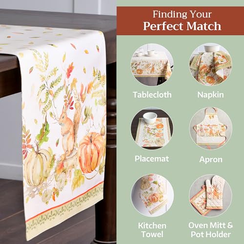 Pumpkin Passion Double Layer Cotton Table Runner 14.5 x 108 Inches - Fall & Holiday Decor