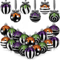 Halloween Black & White Christmas Ball Ornaments Set - 24 Pcs, 2.36 Inch, Spooky Style