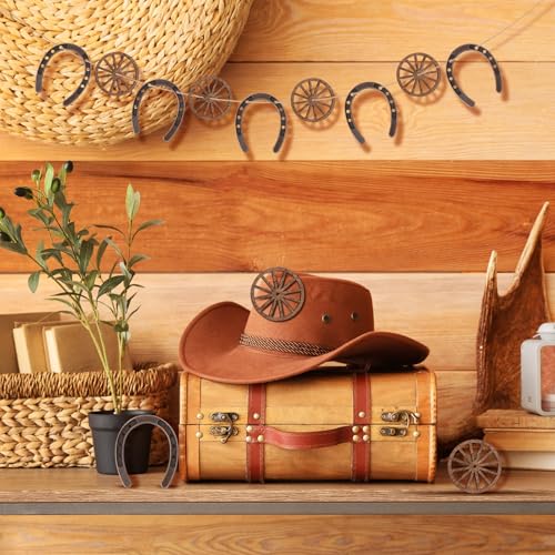 Western Party Decorations Set - Cowboy Horseshoes & Wagon Wheels, Table Centerpieces