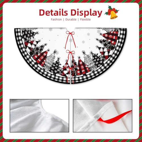 Christmas Tree Skirt 36 Inch Black Buffalo Plaid Farmhouse Decor - Variation of Black and White Buffalo Plaid