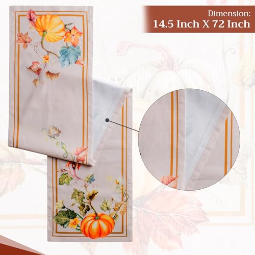 Potiron Maison d'Hermine 100% Cotton Table Runner 14.5x72 Inches - Fall & Holiday Decor