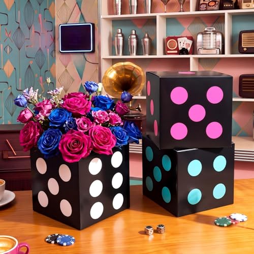 Large 50s Sock Hop Dice Boxes - Classic Colors, 11.8 Inch Party Decor Set — Classic