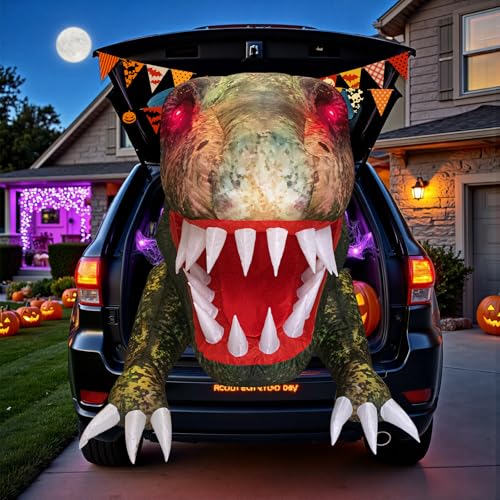 3.8Ft Inflatable Dinosaur Halloween Yard Decoration with LED Eyes & Candy Pocket