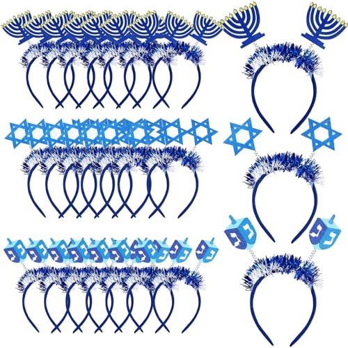12 Pcs Hanukkah Headband Boppers - Star, Dreidel & Menorah Festive Accessories