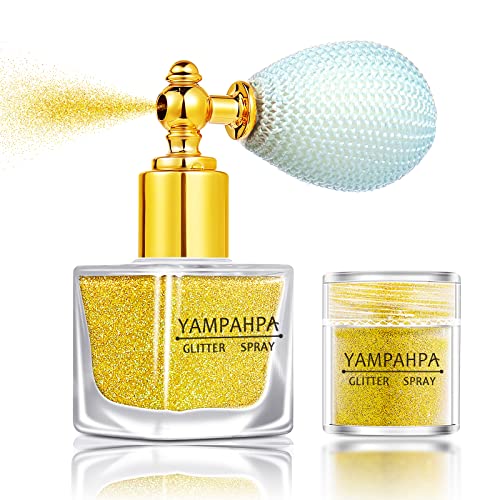 Gold Body Glitter Spray with Refill Bottle - Hair & Body Sparkle Set