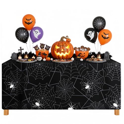 6 Ft Halloween Spider Web Tablecloth Spooky Party Decor