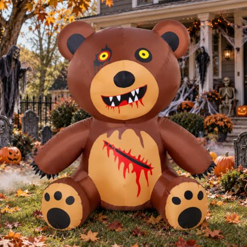 5FT Halloween Inflatable Bear Decoration Outdoor Yard Decor with LEDs and Safety Certified